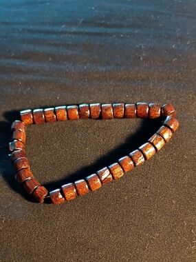 Brown Wooden Bead Stretch Bracelet